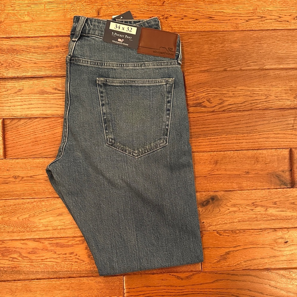 NWT Vineyard Vines Men's Light Wash Straight Jeans Size 34x32
